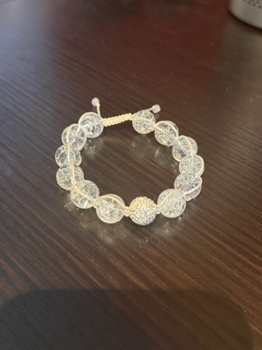 Clear Quartz Hand Made Bead Bracelet - OS